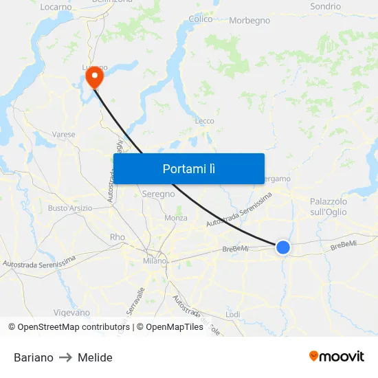 Bariano to Melide map