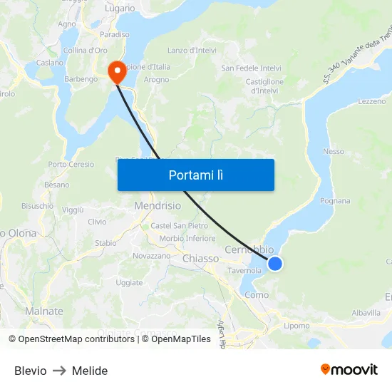 Blevio to Melide map