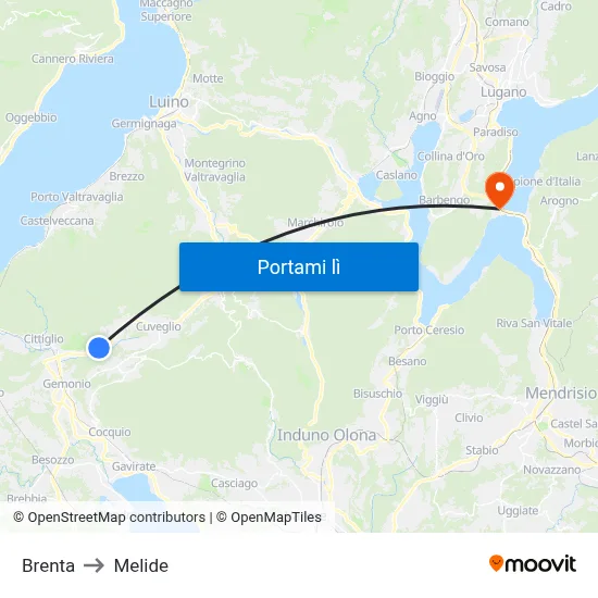 Brenta to Melide map