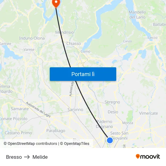 Bresso to Melide map