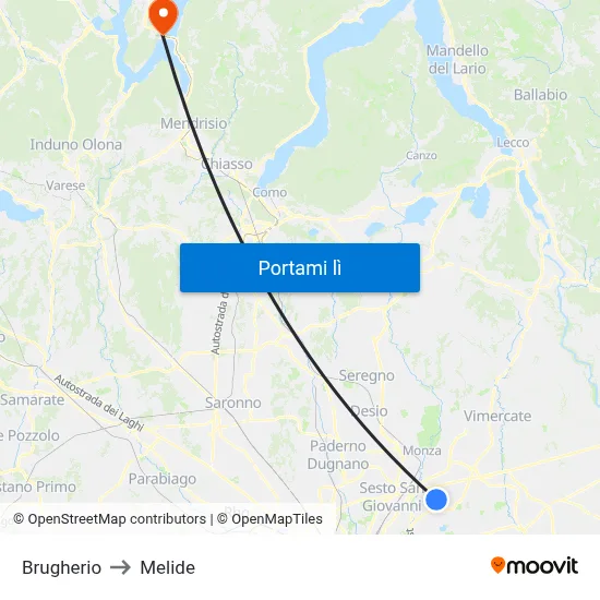 Brugherio to Melide map