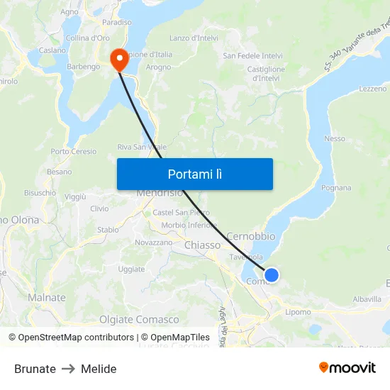 Brunate to Melide map