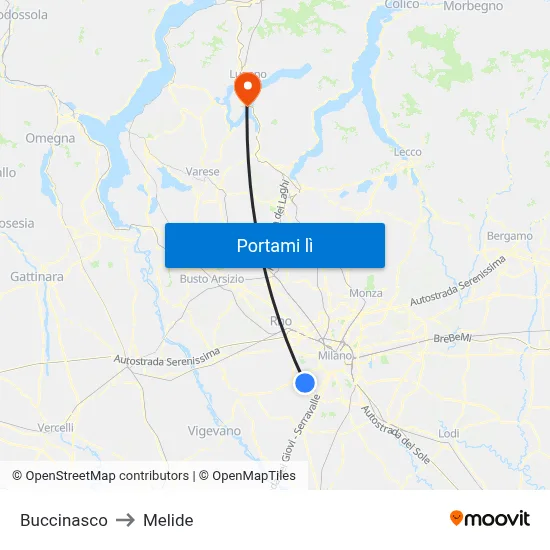 Buccinasco to Melide map