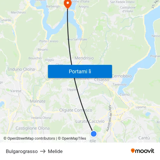 Bulgarograsso to Melide map