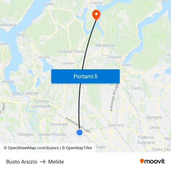 Busto Arsizio to Melide map
