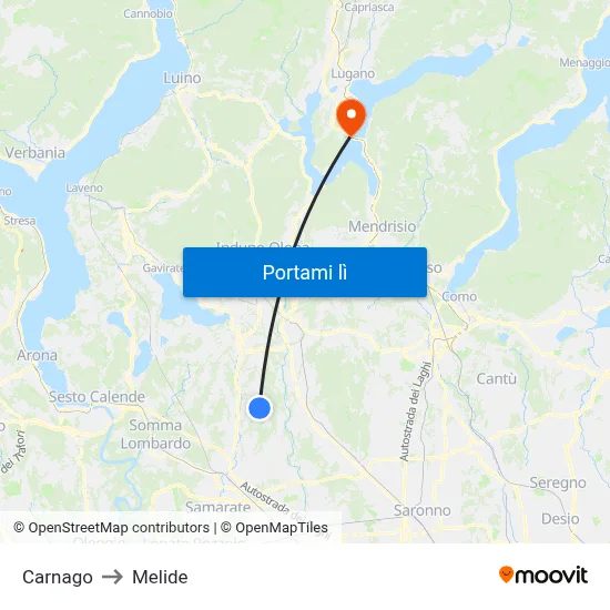 Carnago to Melide map