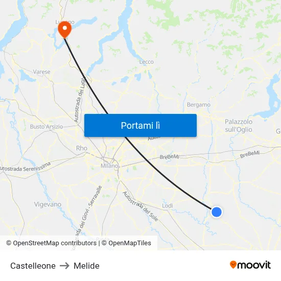 Castelleone to Melide map