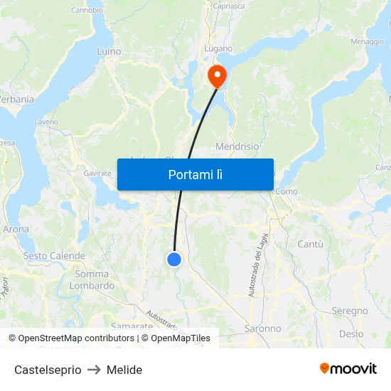 Castelseprio to Melide map