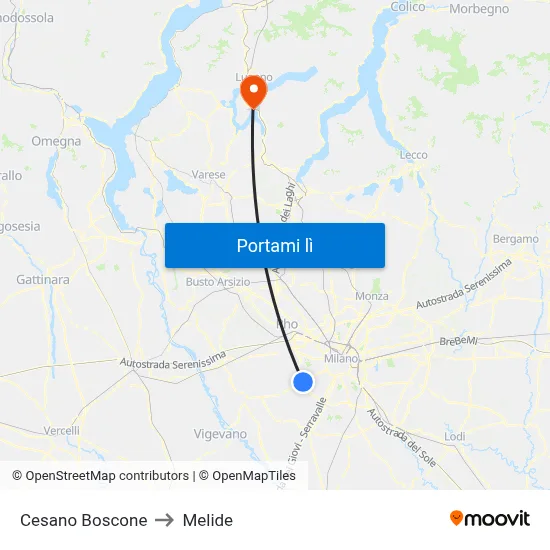 Cesano Boscone to Melide map