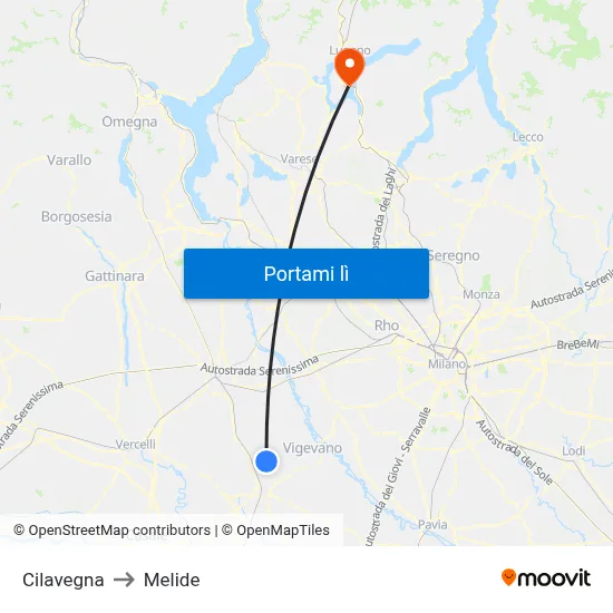 Cilavegna to Melide map