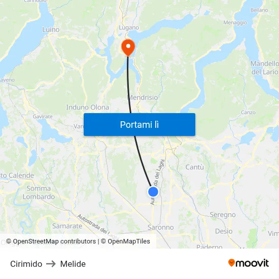 Cirimido to Melide map