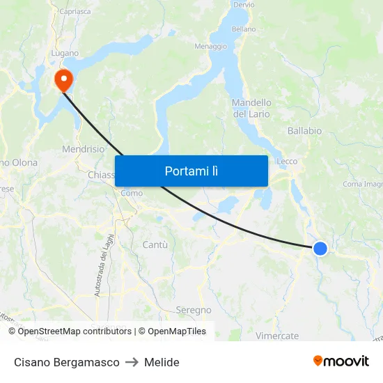 Cisano Bergamasco to Melide map