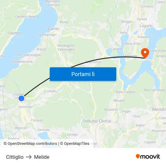 Cittiglio to Melide map