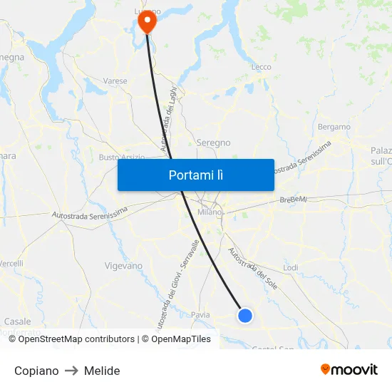 Copiano to Melide map