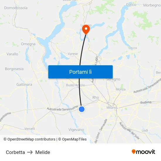 Corbetta to Melide map