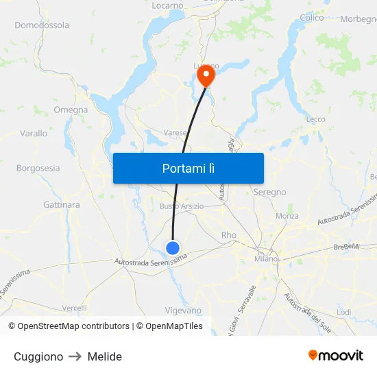 Cuggiono to Melide map