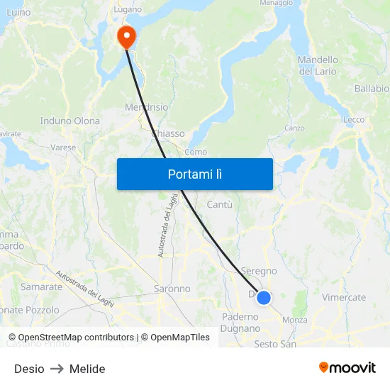 Desio to Melide map