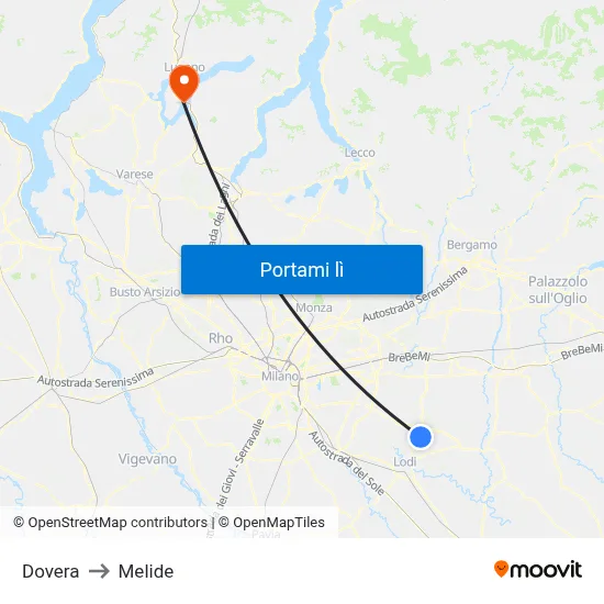 Dovera to Melide map