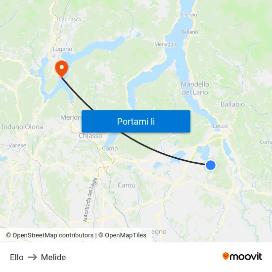 Ello to Melide map