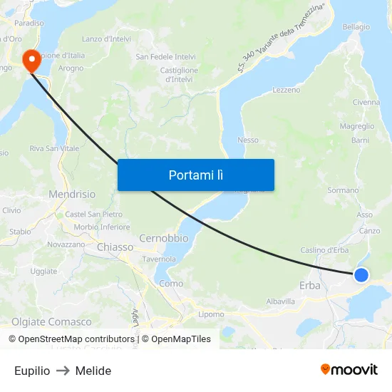 Eupilio to Melide map