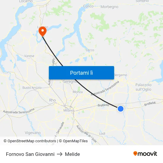 Fornovo San Giovanni to Melide map