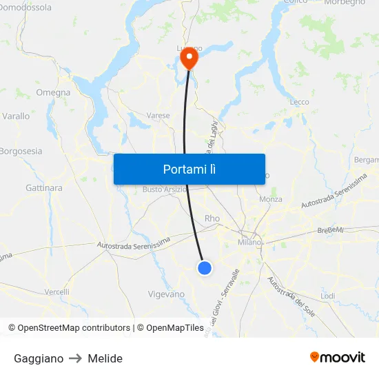 Gaggiano to Melide map