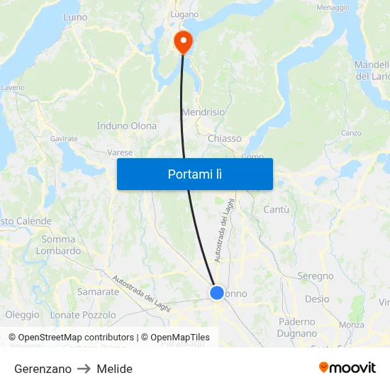 Gerenzano to Melide map