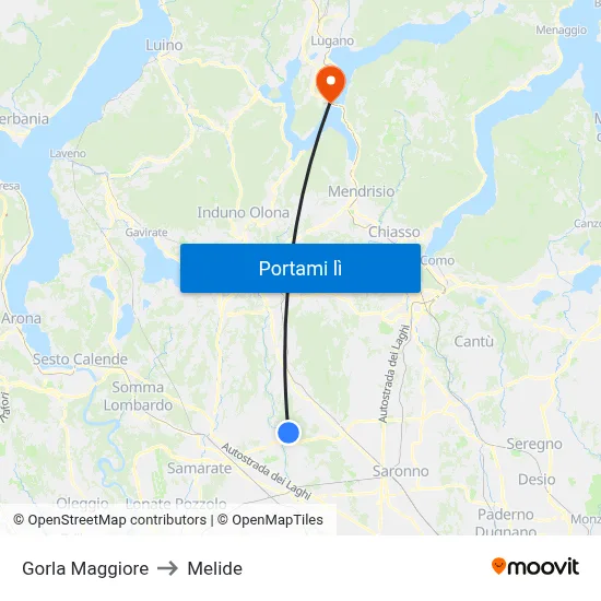 Gorla Maggiore to Melide map