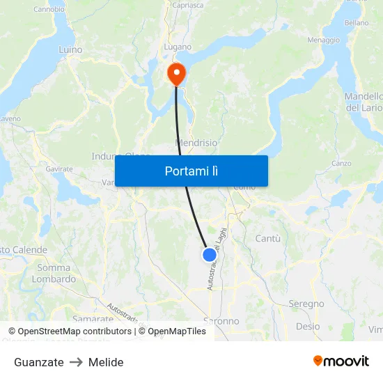 Guanzate to Melide map