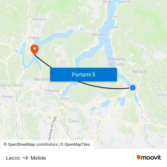 Lecco to Melide map