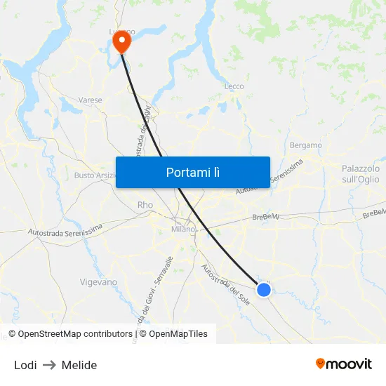 Lodi to Melide map