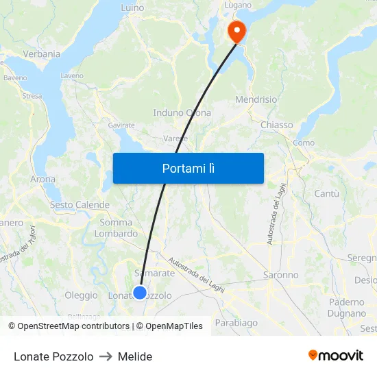 Lonate Pozzolo to Melide map