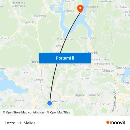 Lozza to Melide map