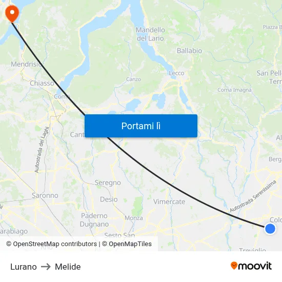 Lurano to Melide map