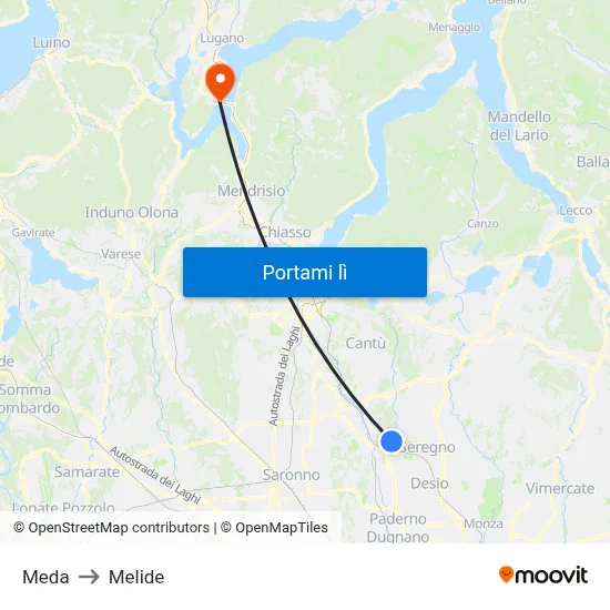 Meda to Melide map