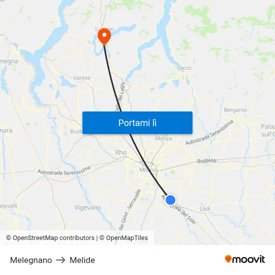 Melegnano to Melide map