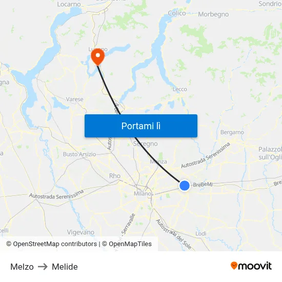 Melzo to Melide map