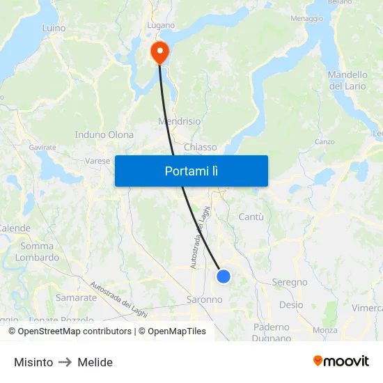 Misinto to Melide map