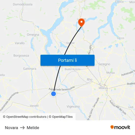 Novara to Melide map