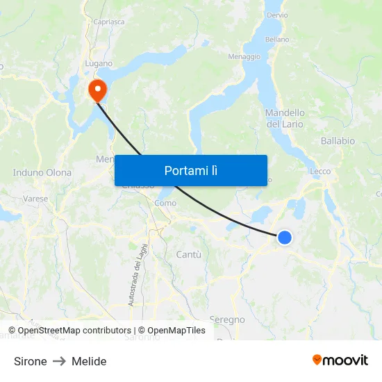 Sirone to Melide map