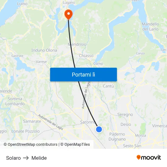 Solaro to Melide map