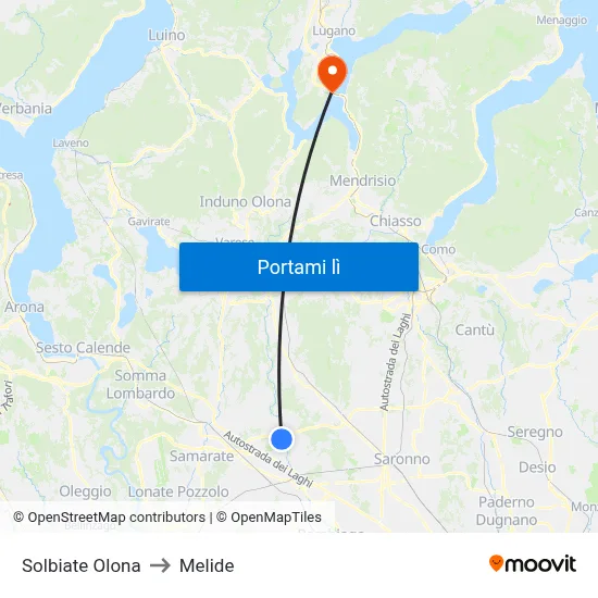 Solbiate Olona to Melide map