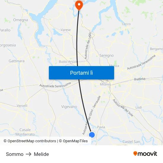 Sommo to Melide map