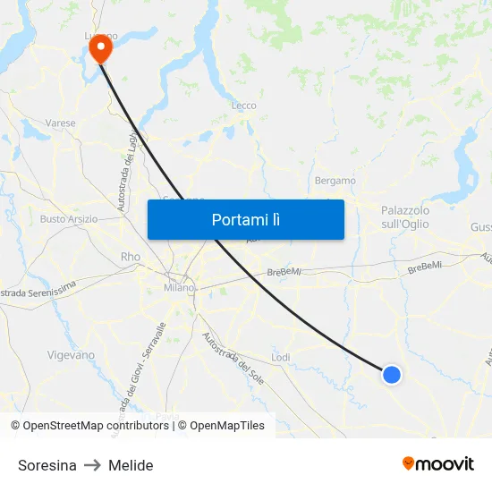Soresina to Melide map