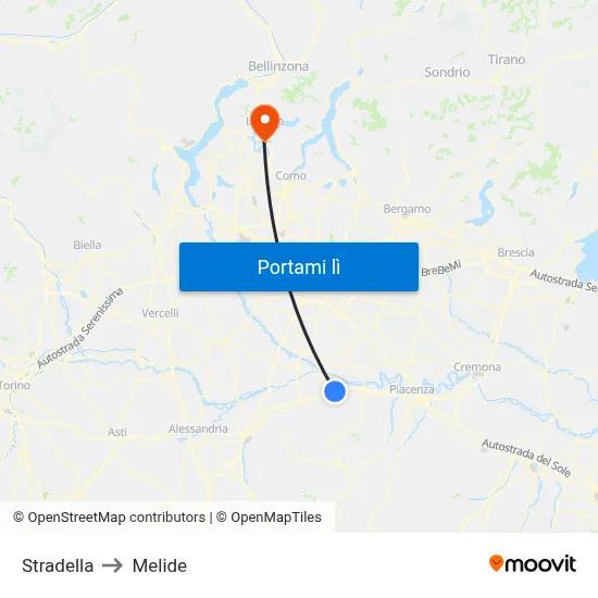 Stradella to Melide map