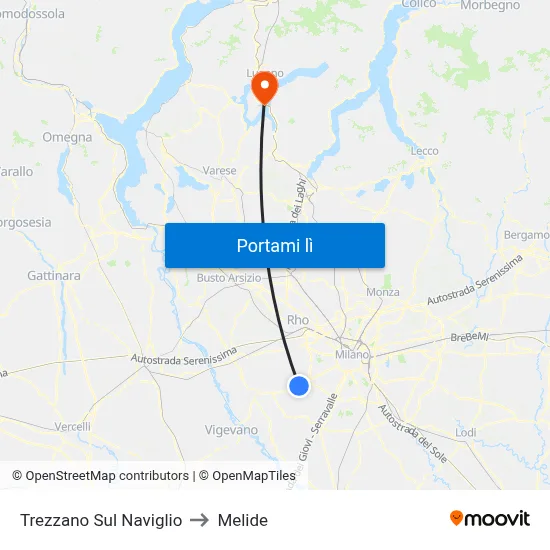 Trezzano Sul Naviglio to Melide map