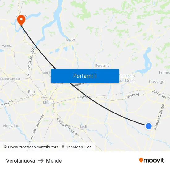 Verolanuova to Melide map