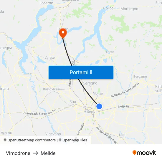 Vimodrone to Melide map