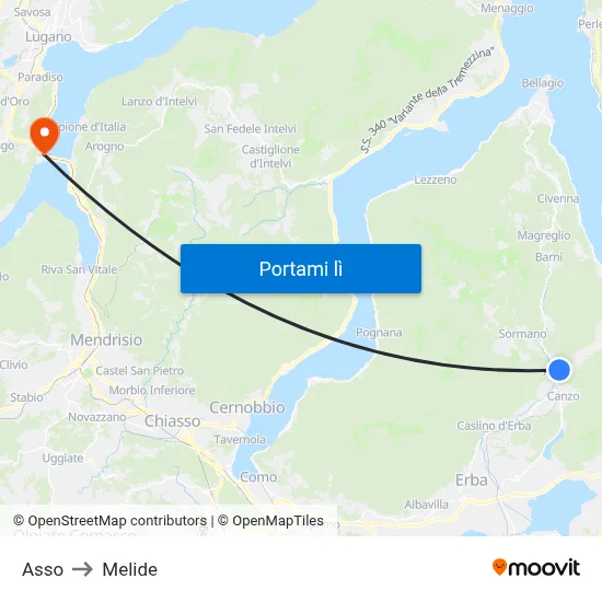 Asso to Melide map