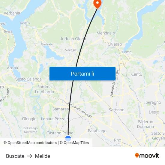 Buscate to Melide map